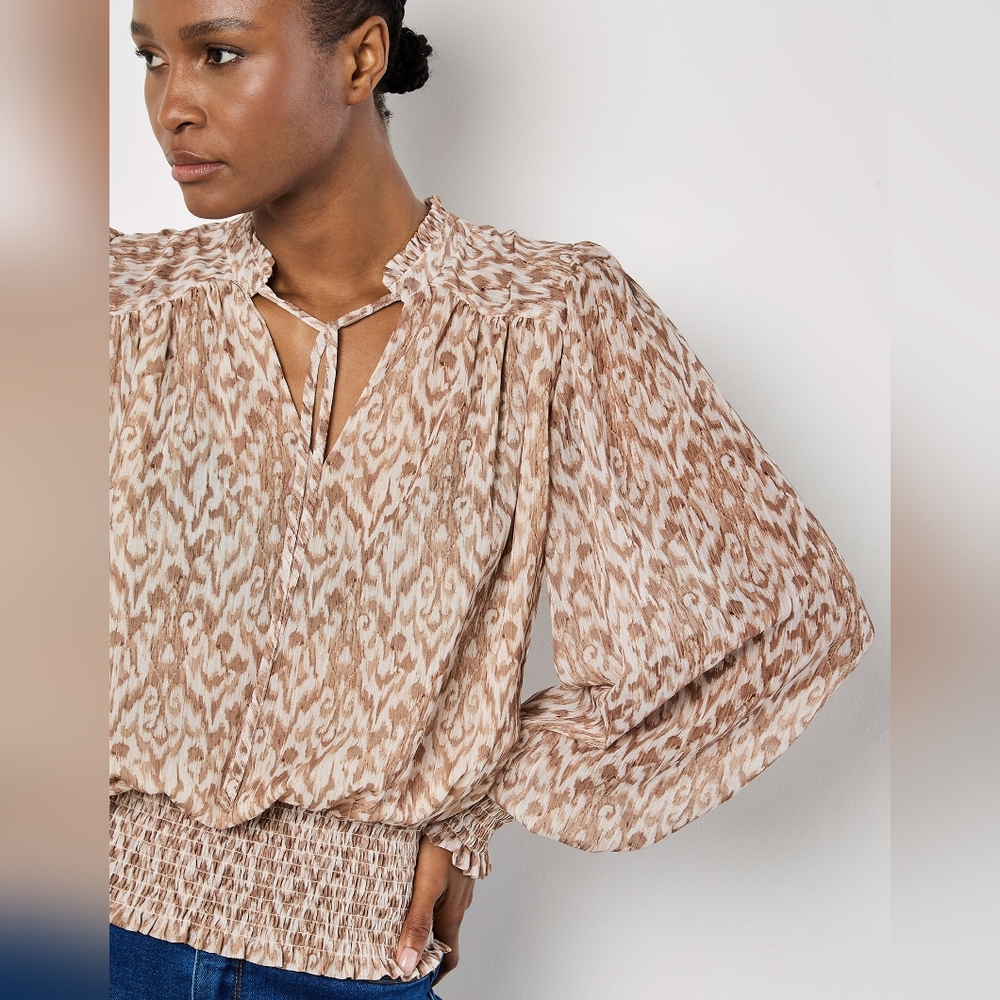 Ikat print blouse with lurex